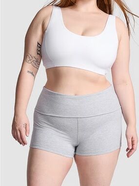 VS Pink Cotton Foldover 3” Bike Shorts